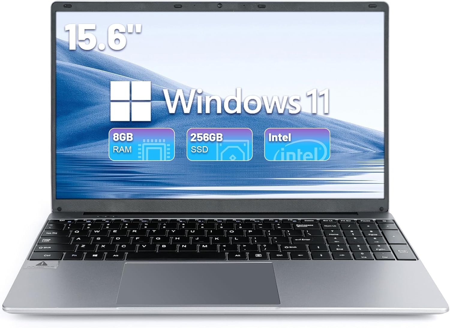 Laptop Computer, 8GB Memory, 256GB SSD Storage, 15.6″ HD Display, Intel Celeron Quad-Core Processors, Mini HDMI, 2MP Webcam, Bluetooth, Type-C, TF Card