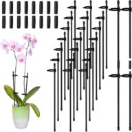 meekoo 30 Pcs Adjustable Plant Support Stakes Garden Single Stem Support Stake Plant Cage Support Rings with Plant Clips and Connect Pipe for Orchid Rose Tomato, 12 Inch (Black)