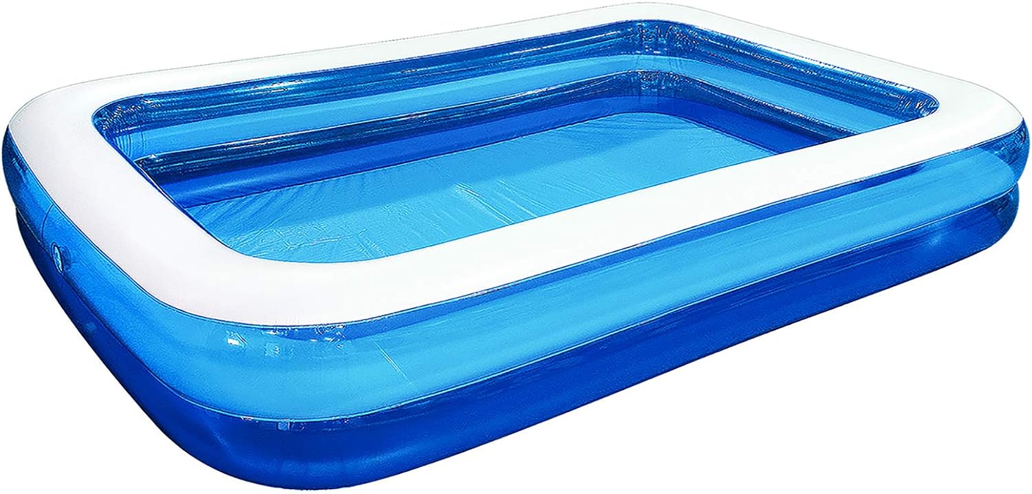 Inflatable Kiddie Swimming Pool,Outdoor Blow Up Rectangular Pool for Kids and Toddler(120″x72″x20″)