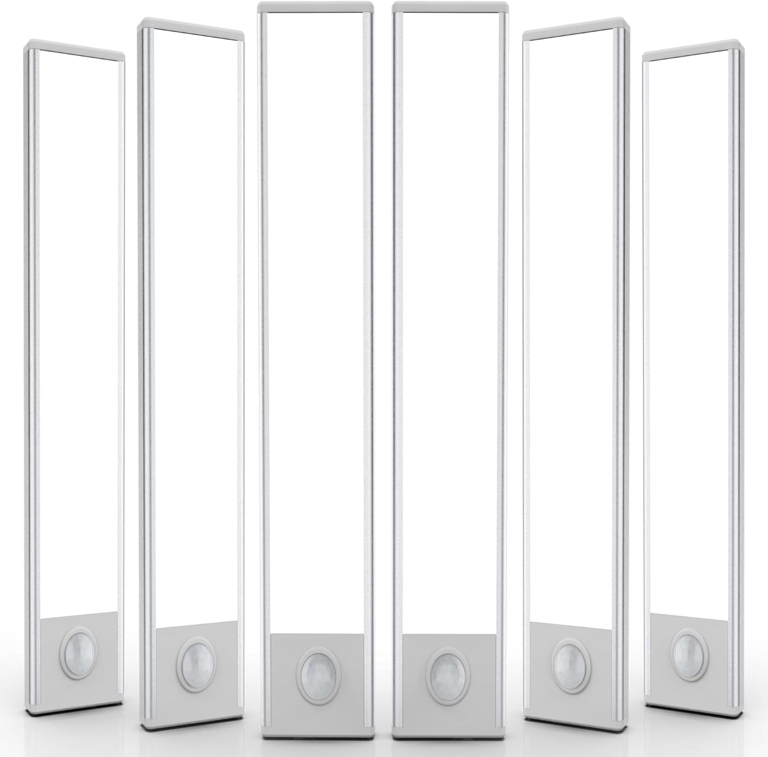 Under Cabinet Lights，6 Pack Motion Sensor Light Indoor，Wireless USB Rechargeable Magnetic Closet Lights，68 LED Under Counter Lights for Kitchen,Wardrobe,Hallway,Stairs，16 inch White Light