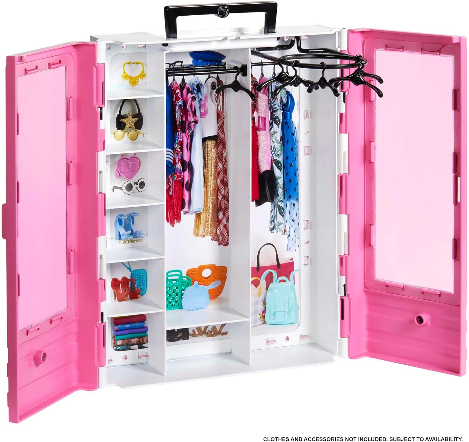 Barbie Fashionistas Ultimate Closet, Pink with Fold-Out Rack & Carrying Handle, Portable Storage for Barbie Doll Clothes & Accessories