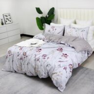 Orchid Plant Floral Duvet Cover Queen Size Set, Luxury Floral Bedding for Spring Farmhouse Living Room,Shabby Paisley Chic Bed Boho Duvet Cover Zipper Bedding Soft