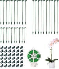 Pack of 30 Small Plant Stakes for Indoor Plants 3 Size 6.7/10.6/14.5/ Inches Single Stem Plant Support Stakes for Phalaenopsis/Orchid Flower/Roses/Chrysanthemum/Succulent(with Clips&Twist Tie)