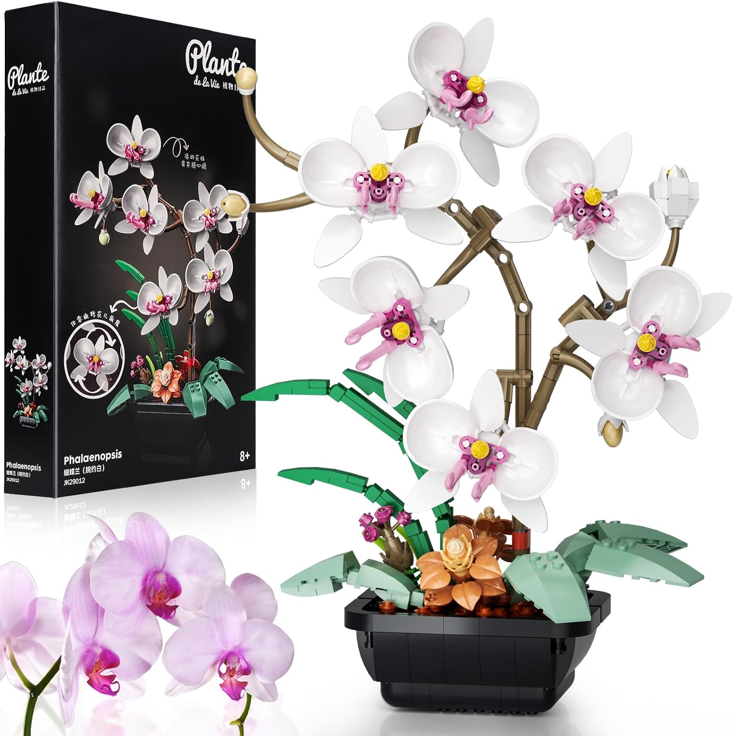 Orchid Flowers Bouquet Building Set, Botanical Collection Artificial Plant for Home Décor, Ideal Gifts for Mother’s Day, Anniversary, Birthday