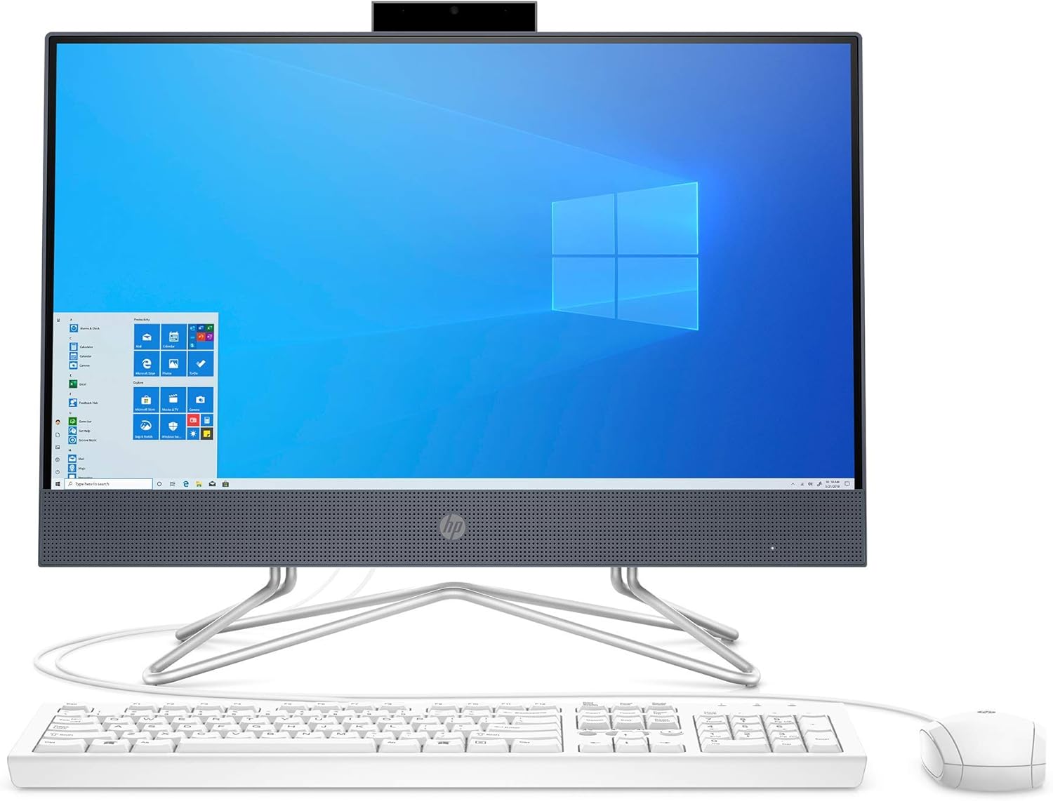 HP All-in-One Desktop Computer 21.5 FHD Screen/ Intel Celeron G5900T/ 4GB DDR4 RAM/ 256GB SSD/DVD-Writer/AC WiFi/HDMI/Bluetooth/Blue/Windows 10 Home (Renewed)