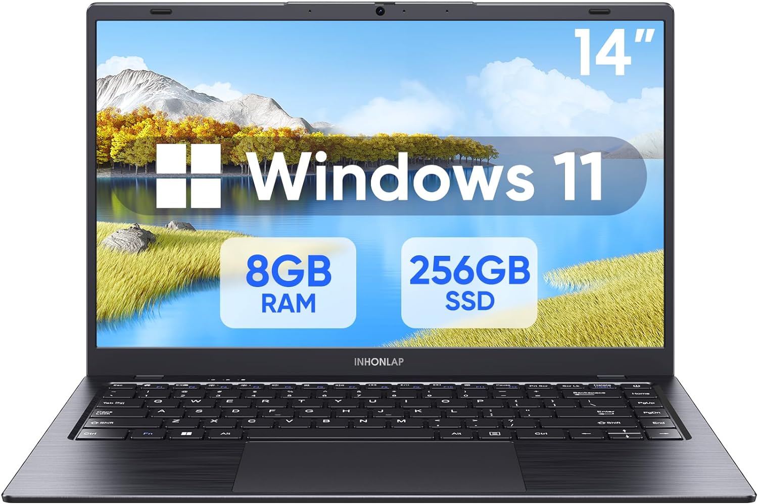 Laptop Computer, 14 inch FHD IPS Display Laptop, 8GB RAM, 256GB SSD, N4000 Processor, Ulrta Slim Laptop for School, WiFi 5, BT 5.1, Webcam, HDMI, USB, Long Lasting Battery, Gray black