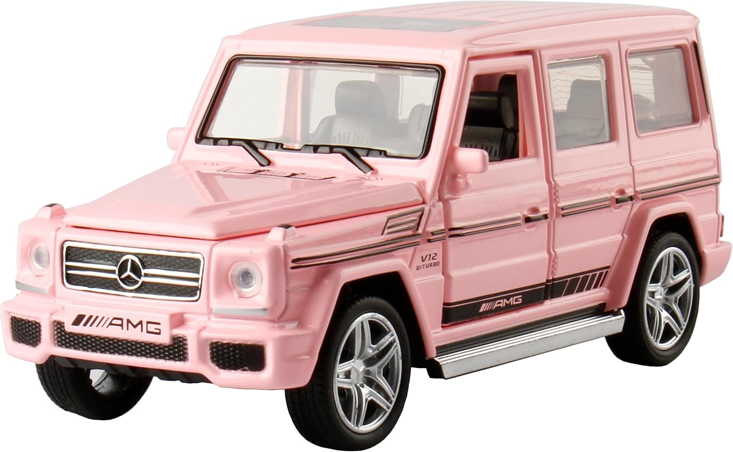 Alloy Collectible Pink Benz G65 AMG Toy Vehicle Pull Back Die-Cast Car Model with Lights and Sound