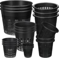 18 Pcs Orchid Pots Variety Size 2.3/3.3/3.9/4.3/4.9/6.1 Inch Black Net Pots Plastic Aquaponics Hydroponic Baskets Slotted Mesh Orchid Planter Pots with Hole for Indoor Growing Repotting