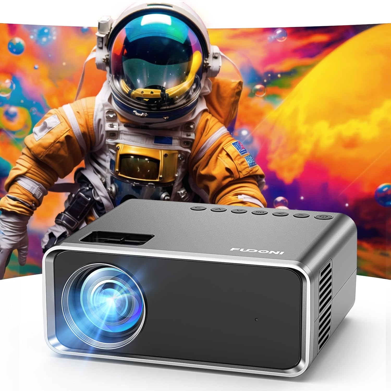 FUDONI Projector with WiFi and Bluetooth, Upgraded 5G Portable Projectors 4K Supported Native 1080P 12000L, Outdoor LED Movie Projector for Home Theater, Compatible w/iOS Android Phone/TV Stick/Laptop