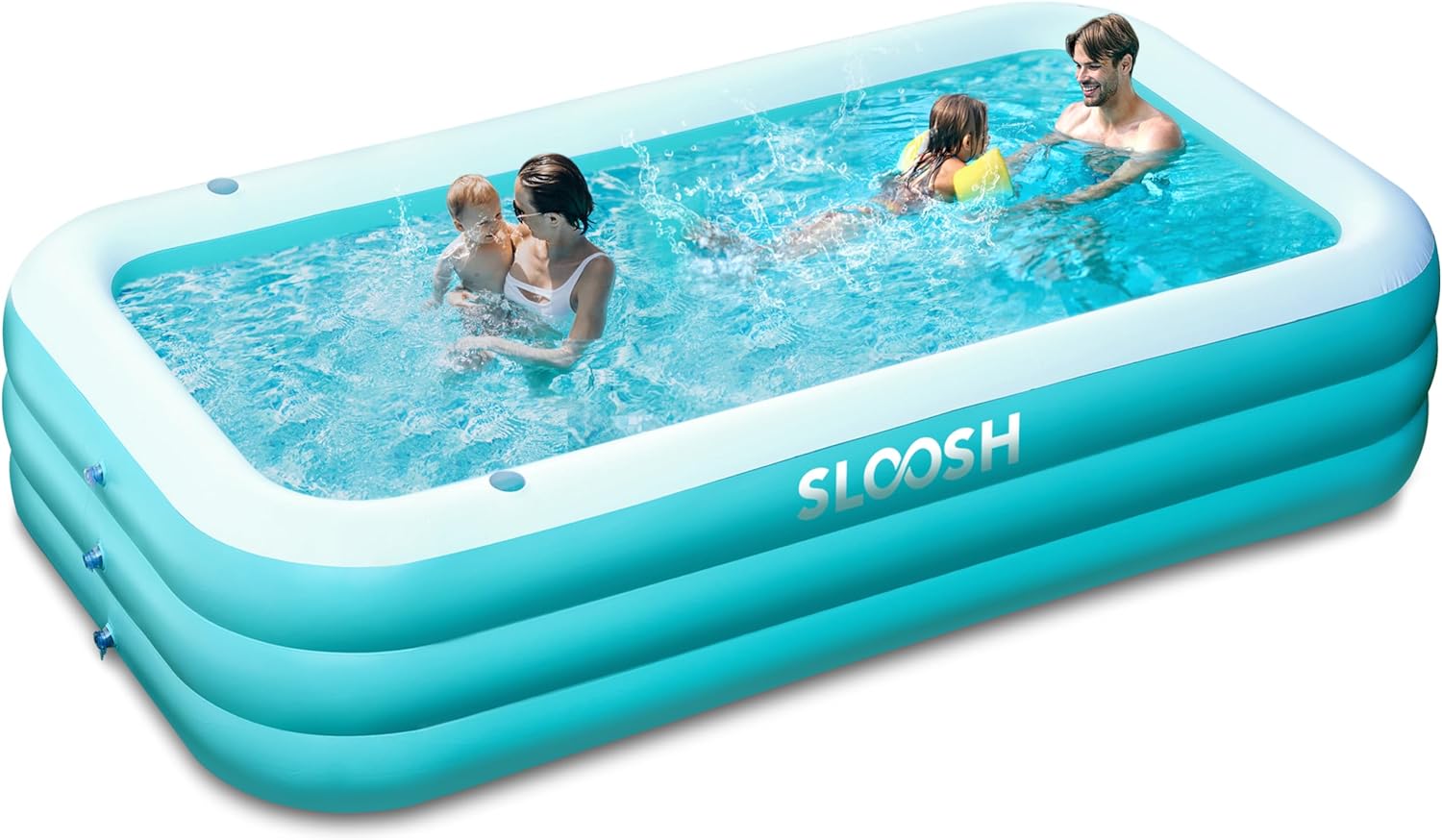 Sloosh Inflatable Pool with Seats, 125″ x 68″ x 22″ Full-Sized Inflatable Swimming Pool, Durable Thickened above Ground Swimming Pool, Blow Up Family Pool Summer Water Party Backyard Garden Lawn