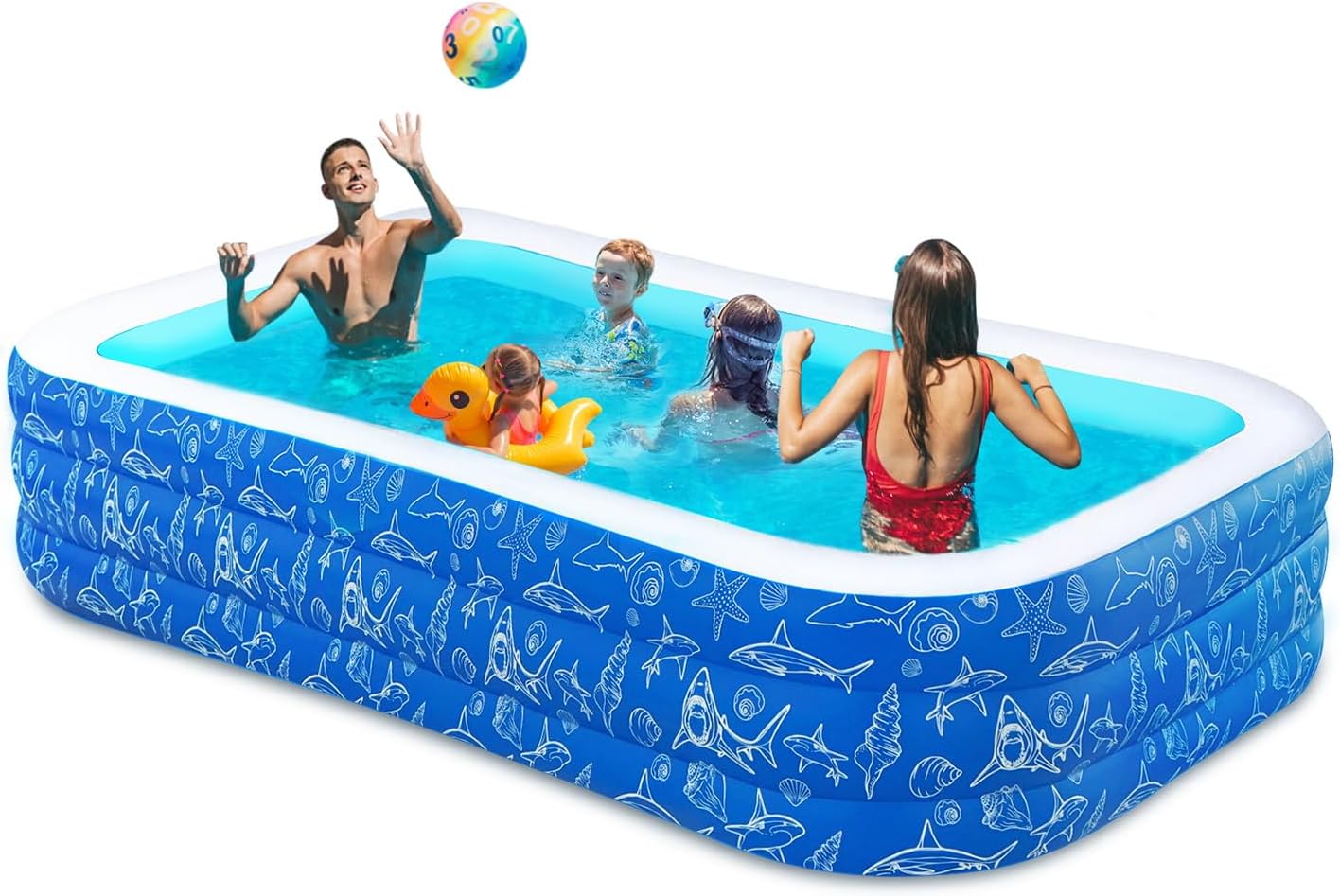 Nattork Inflatable Pool for Kids and Adults, 102″ x 63″ x 22″ Family Full-Sized Inflatable Swimming Pool,Durable Thickened above Ground Blow Up Pool for Kids Pools for Backyard Outdoor and Indoor