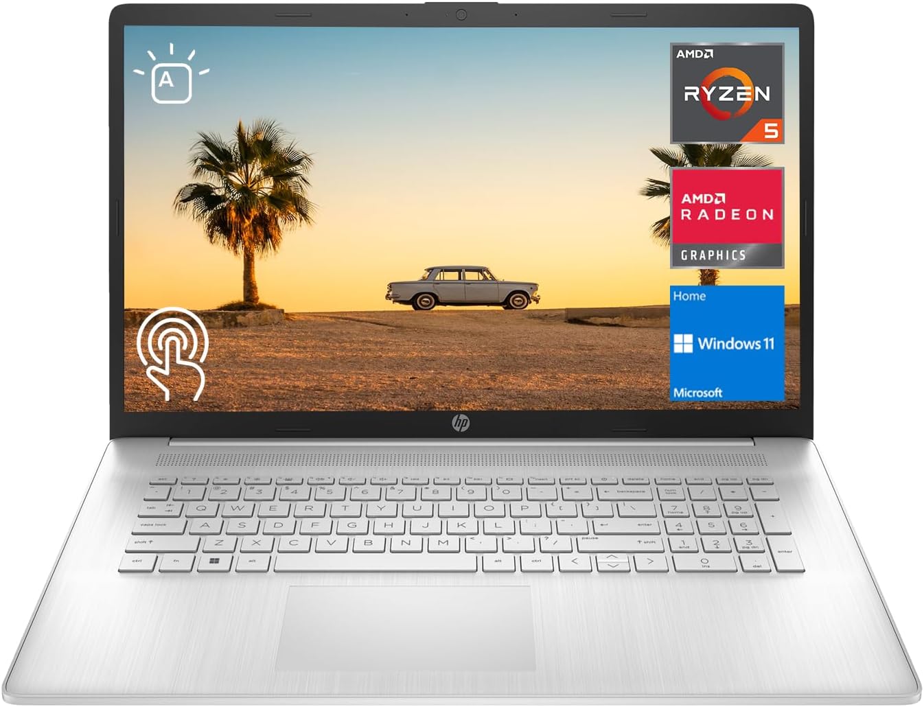 HP 2023 Newest 17 Laptop, 17.3″ HD+ Touchscreen Display, AMD Ryzen 5 7530U Processor (Beats i7-1165G7), 32GB RAM, 1TB SSD, Wi-Fi 6, HDMI, Backlit KB, Webcam, Windows 11 Home, Silver, KKE Accessories