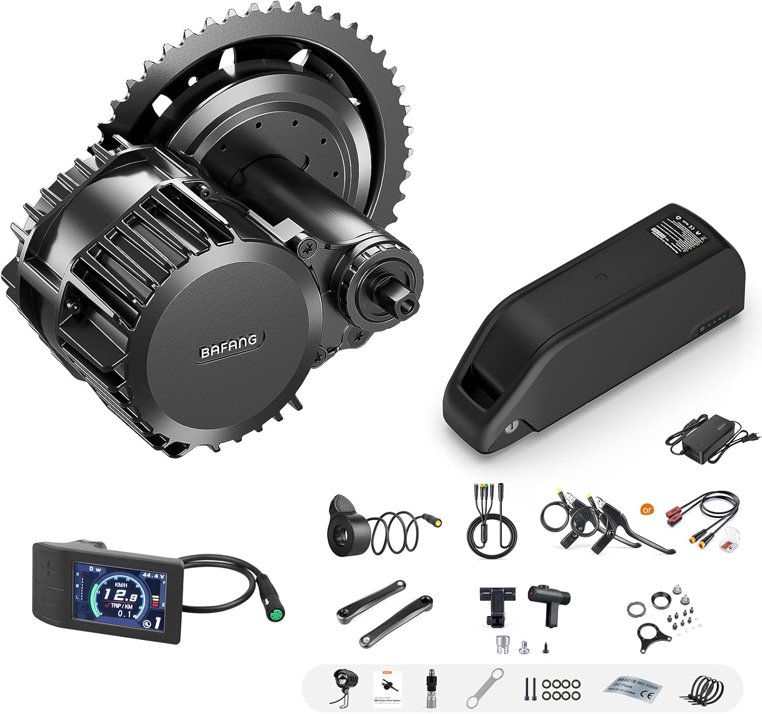 BAFANG BBSHD 1000W Mid Drive Ebike Kit with Battery(Optional), BBS03 48/52V Motor,DIY Ebike Conversion Kit with Digital Display& 46T Chainring:Universal 68-73mm Bottom Bracket Bicycle