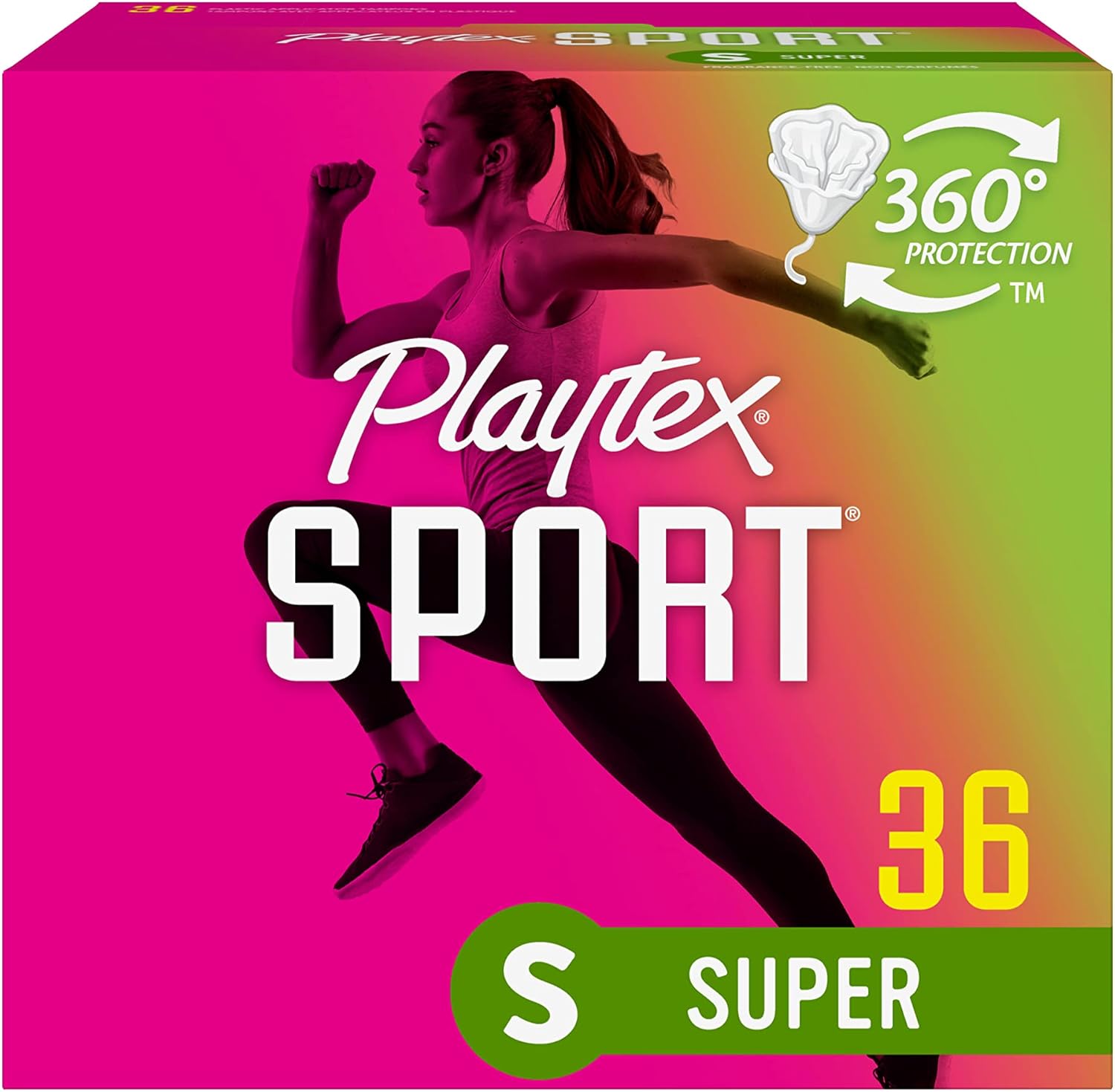 Playtex Sport Tampons, Super Absorbency, Fragrance-Free – 36ct