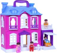 Dream Palace Doll House(40 Pcs)-44161, Play Set with Accessories, 4 Dolls with Furniture and Garden, Role Play Set, Age for 3 -8 Years 38 X 38 X 30 Cm Multicolor