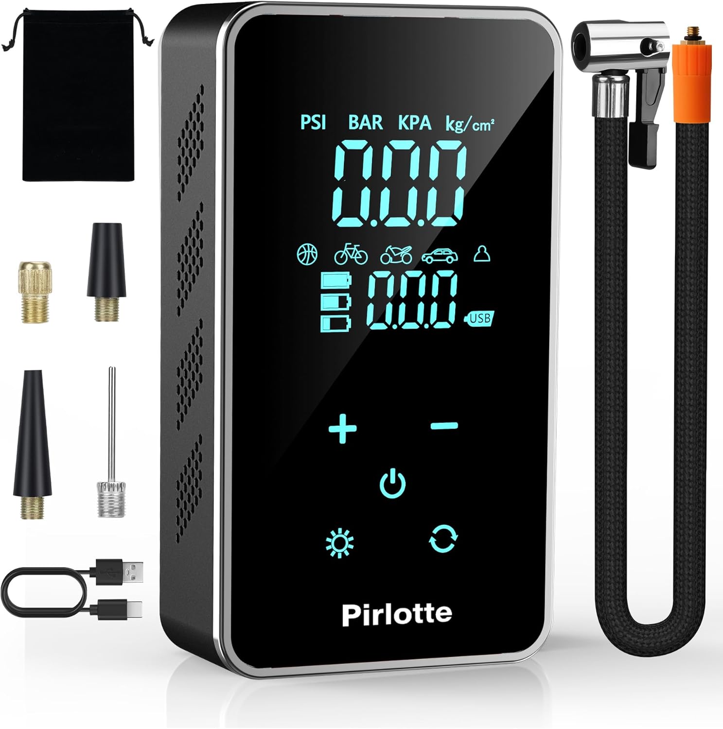 Tire Inflator Portable Air Compressor-Air Pump for Car-18000mAh Electric Air Compressor-Portable Air Pump Cordless-150 PSI Tire Pump with Touch Screen/Gauge/Light for Motorcycle, Bike, Ball(Black).