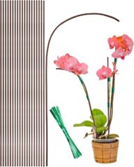 20pcs Plant Stakes Plant Sticks, 16 Inch Bendable Single Stem Plant Support Sticks for Indoor Outdoor, Garden Stake Pole for Flowers Orchid, Climbing, Potted Plants (Brown)