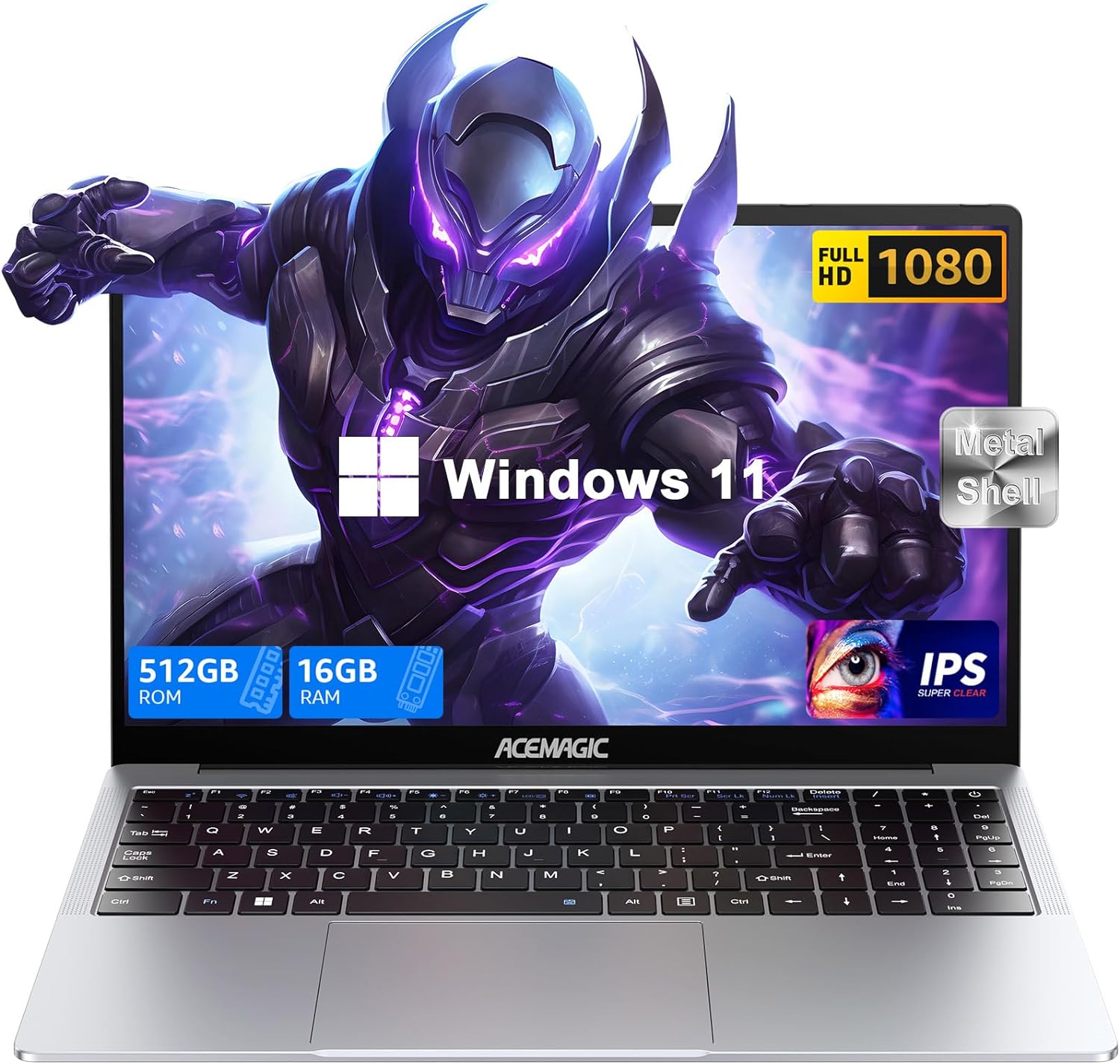 ACEMAGIC Laptop Computer, 16GB DDR4 512GB SSD, Windows 11 Laptop, 15.6″” IPS 1080P PC, Metal Shell, WiFi, BT5.0, USB3.2, Type_C, Long Battery Life, 180° Open Angle, Silver