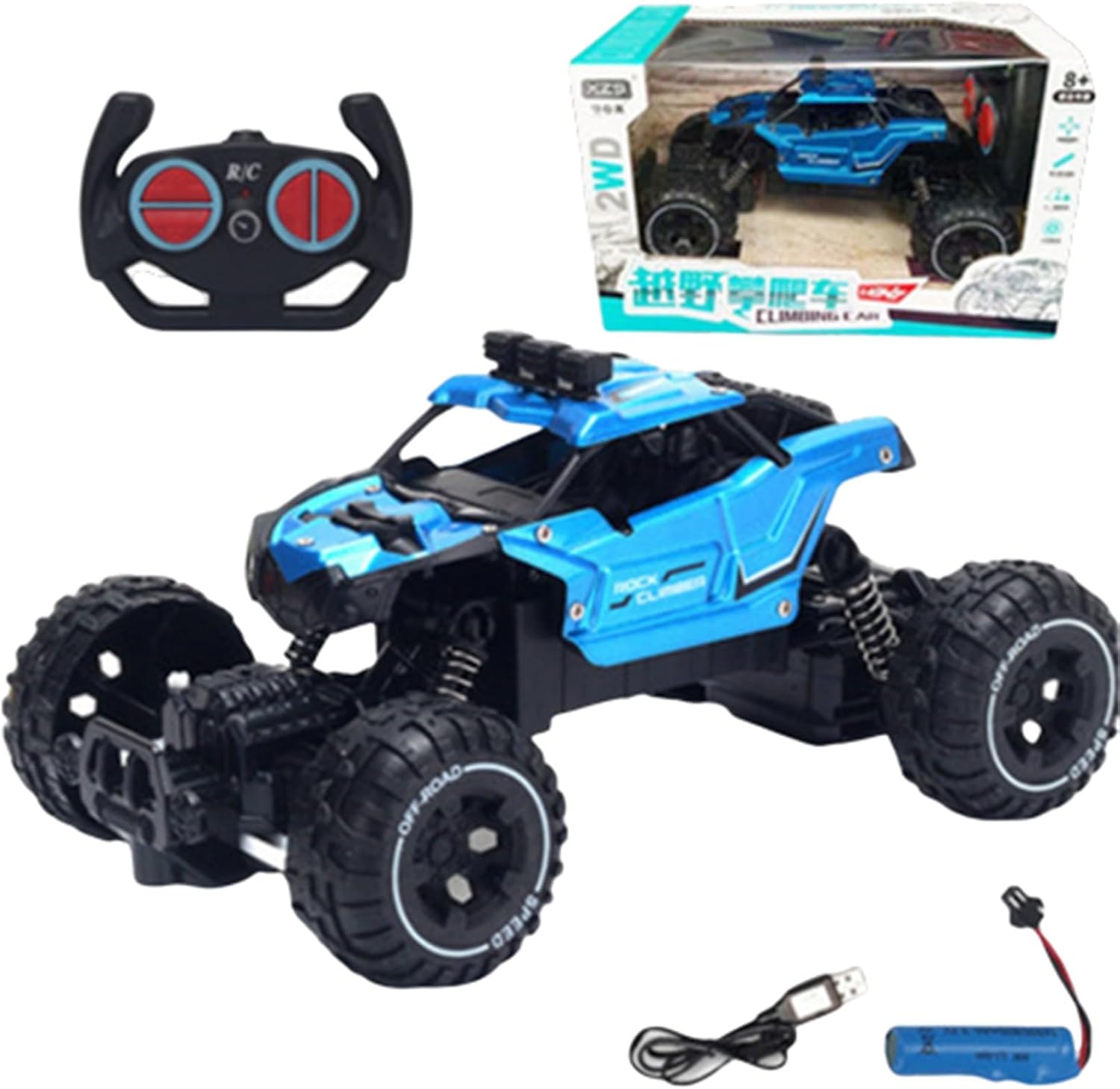 Dinosaur Remote Car Alloy Climbing Vehicle Charging Remote Control Vehicle Electric Remote Control Off Remote for Girls (Blue, One Size)