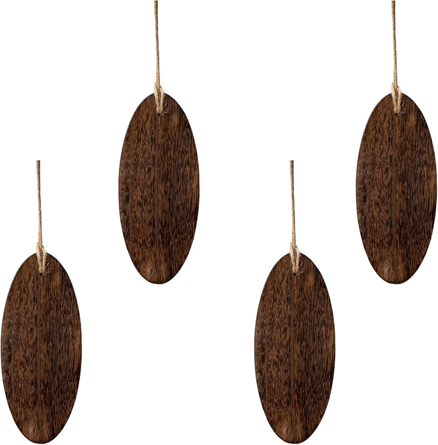 LaLaGreen Wooden Planter (4 Pack, 5 x 12 Inch) Outdoor Air Plants Holders, Wall-Mounted Planters for Small Hanging Orchids, Rustic Oval Wood Hangers for Indoor Wall Decor, Minimalist Home Display