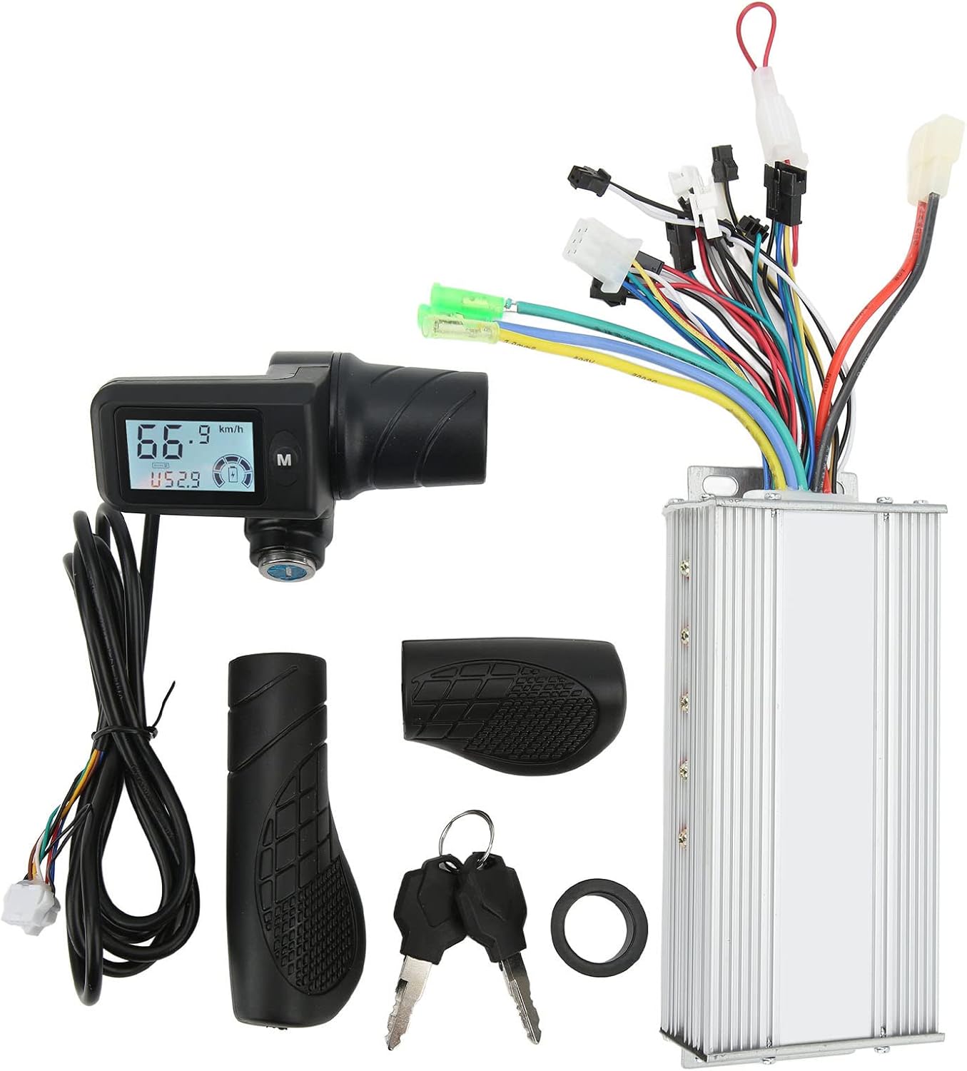 VGEBY Electric Bike Brushless Controller Kit, 36V 48V 1000W Electric Bike Motor Brushless Controller 805 LCD Panel Split Throttle Grip Electric Bike Conversion Kit for 22.5mm Handlebar