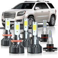 Fit For GMC Acadia (2007-2012) LED Headlight Bulbs H7+H11 High/Low Beam LED Bulbs + 5202 LED Fog Light Bulbs, Super Bright 6000K Cool White, Pack of 6