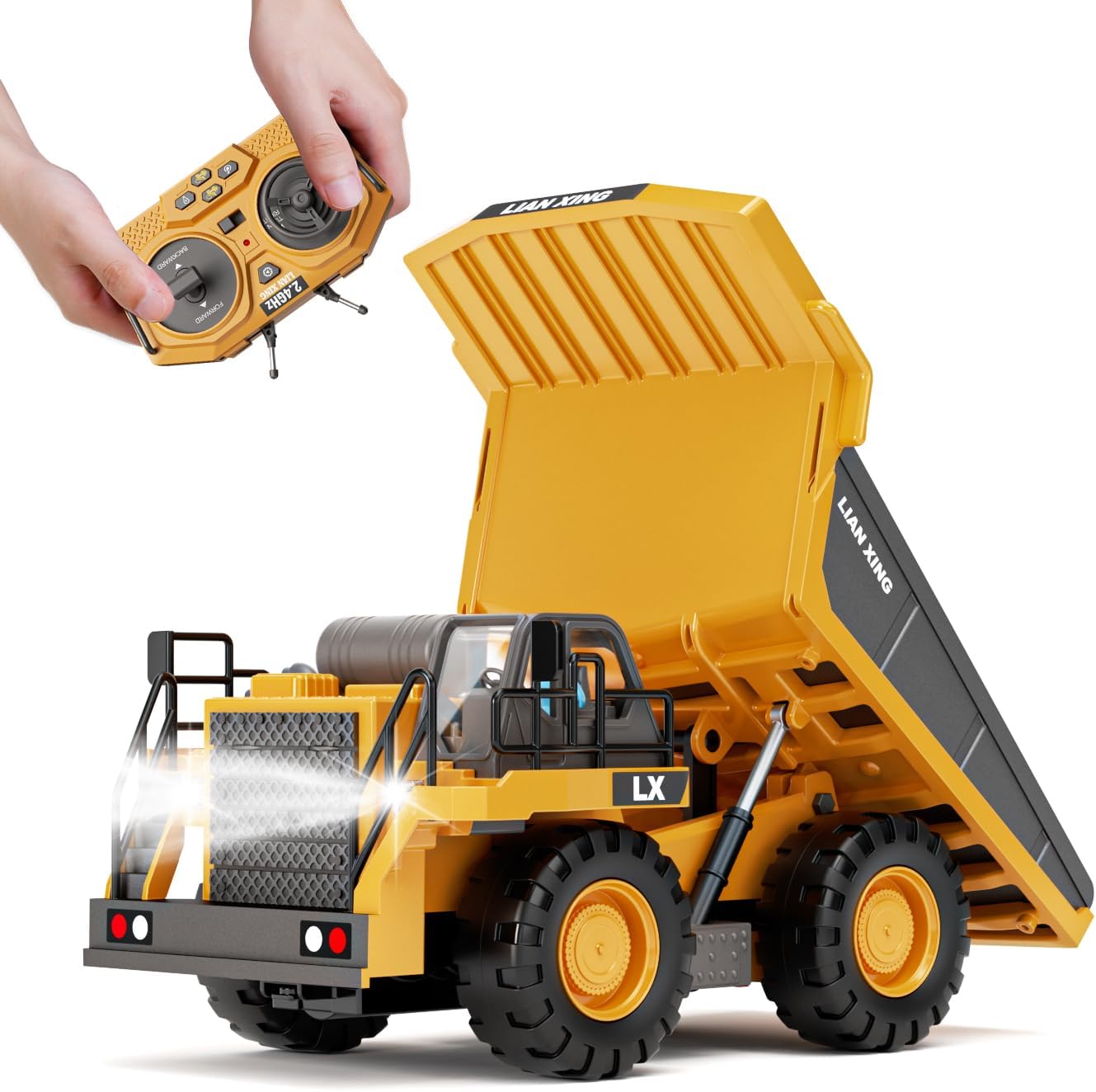Remote Control Dump Truck, 1:20 Scale RC Construction Vehicles Toy, 9 Channels 2.4Ghz Electric Truck Toys for Boys Girls Kids
