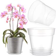 3 Pack Clear Orchid Pot Clear Plastic Nursery Pot Extra Large Plant Pots(9.25 Inches)