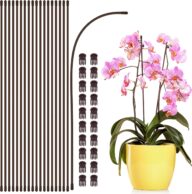 Plant Stakes, 20Pcs Plant Sticks,18 Inches Garden Bendable Single Stem Plant Support Stakes for Indoor and Outdoor Plants,Orchid,Potted Plants,Tomatoes,Flowers（with 20PCS Clips+40PCS Rubber Caps）