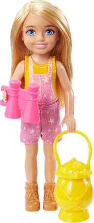 Barbie Doll & Accessories, It Takes Two Camping Playset with Owl, Sleeping Bag & Accessories, Blonde Chelsea Small Doll