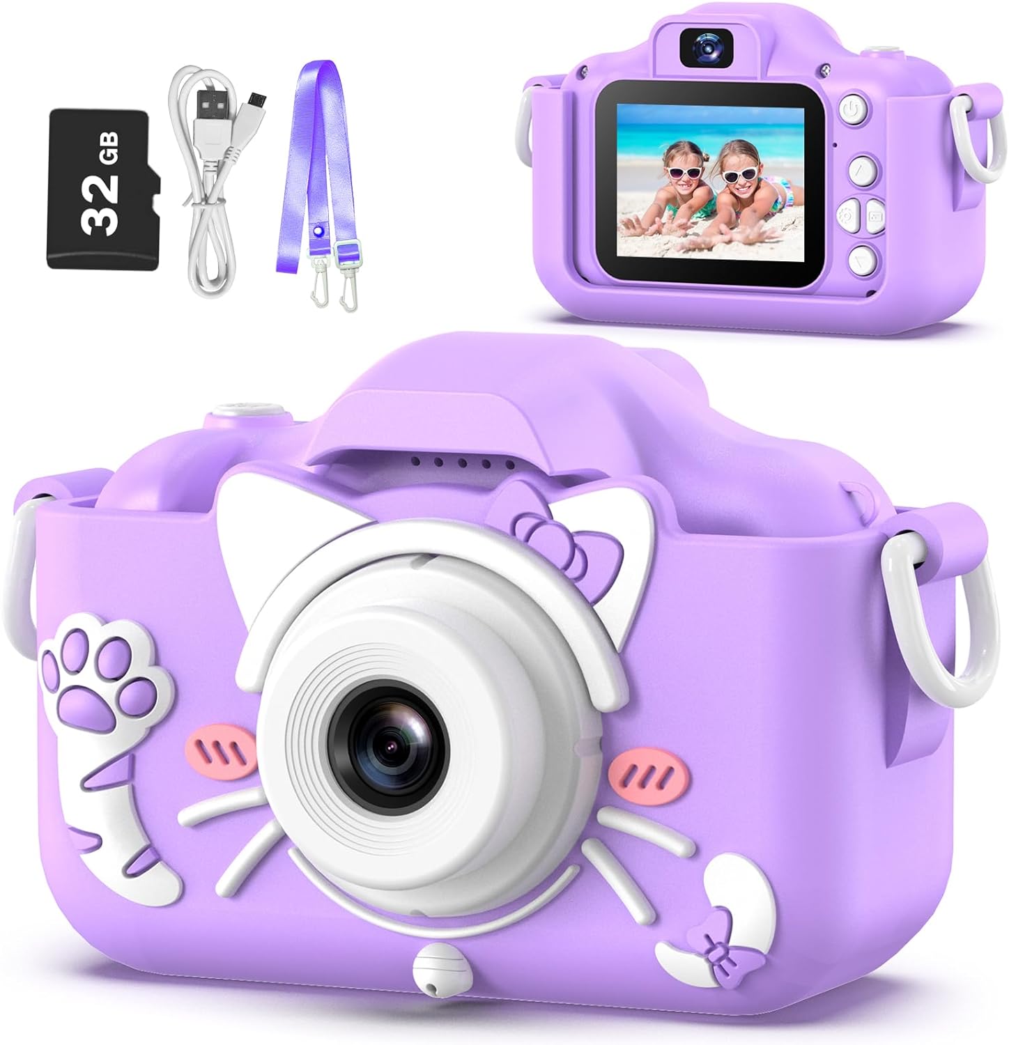 Goopow Kids Camera Toys for 3-8 Year Old Girls Boys,Children Digital Video Camcorder Camera with Cartoon Soft Silicone Cover, Best Chritmas Birthday Festival Gift for Kids – 32G SD Card Included