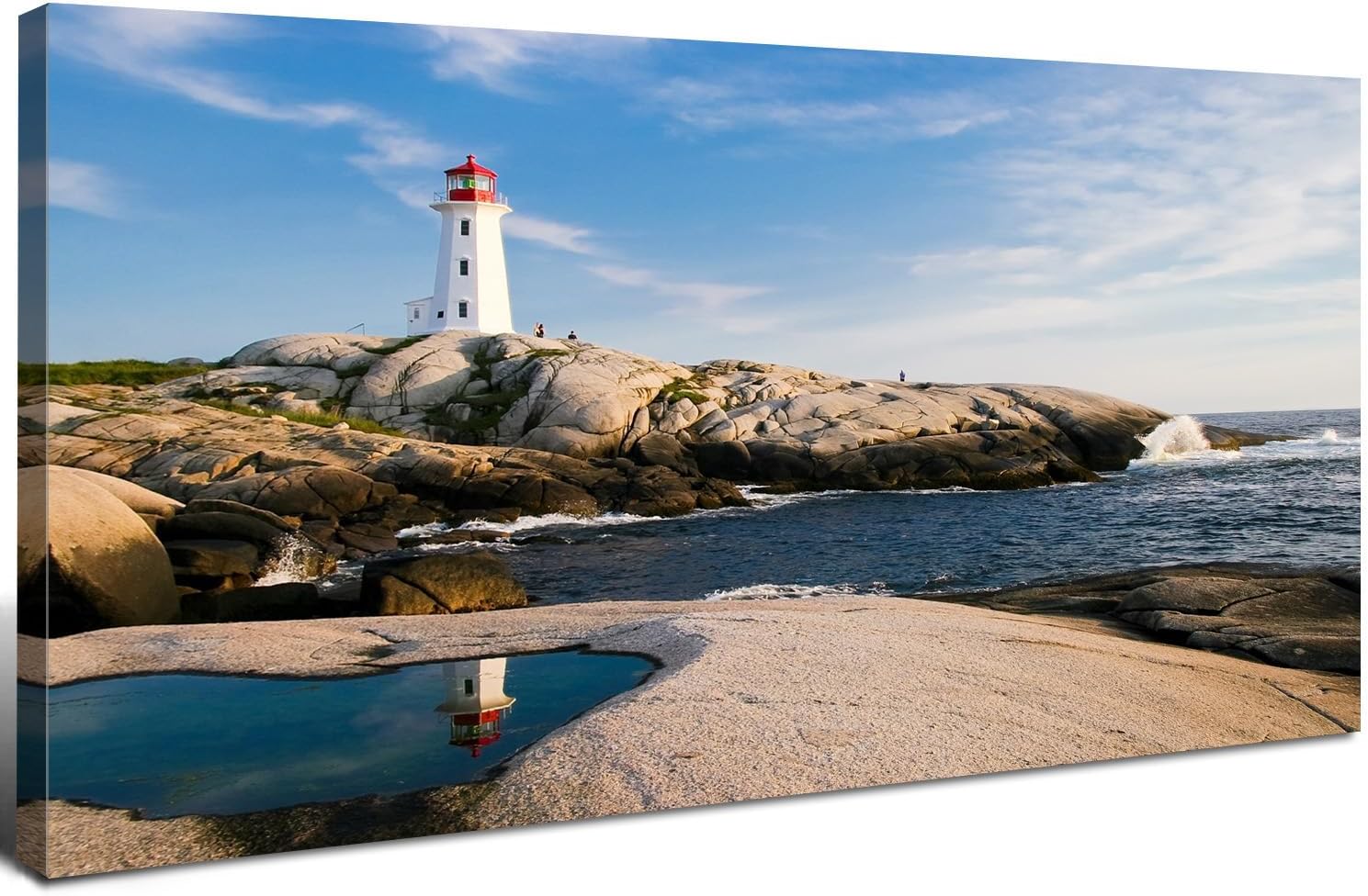 Lighthouse Wall Art Sunset Ocean Wall Decor Peggy’s Cove Lighthouse Landscape Canvas Pictures Coastal Beach Art Wall Paintings Nature Seascape Artwork for Living Room Bathroom Home Decoration 20×40″