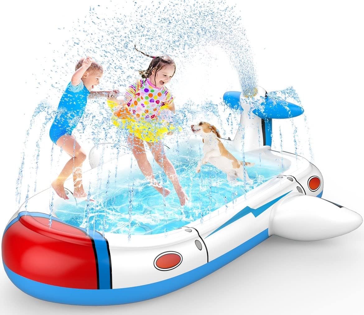 Kiddie Pool for Toddlers, Splash Pad for Kids Ages 4-8, 68″ Inflatable 3-in-1 Swimming Pool for Kids, Backyard and Outside Sprinkler Play Mat Wading Pool for 3 4 5 6 Year Old Kids