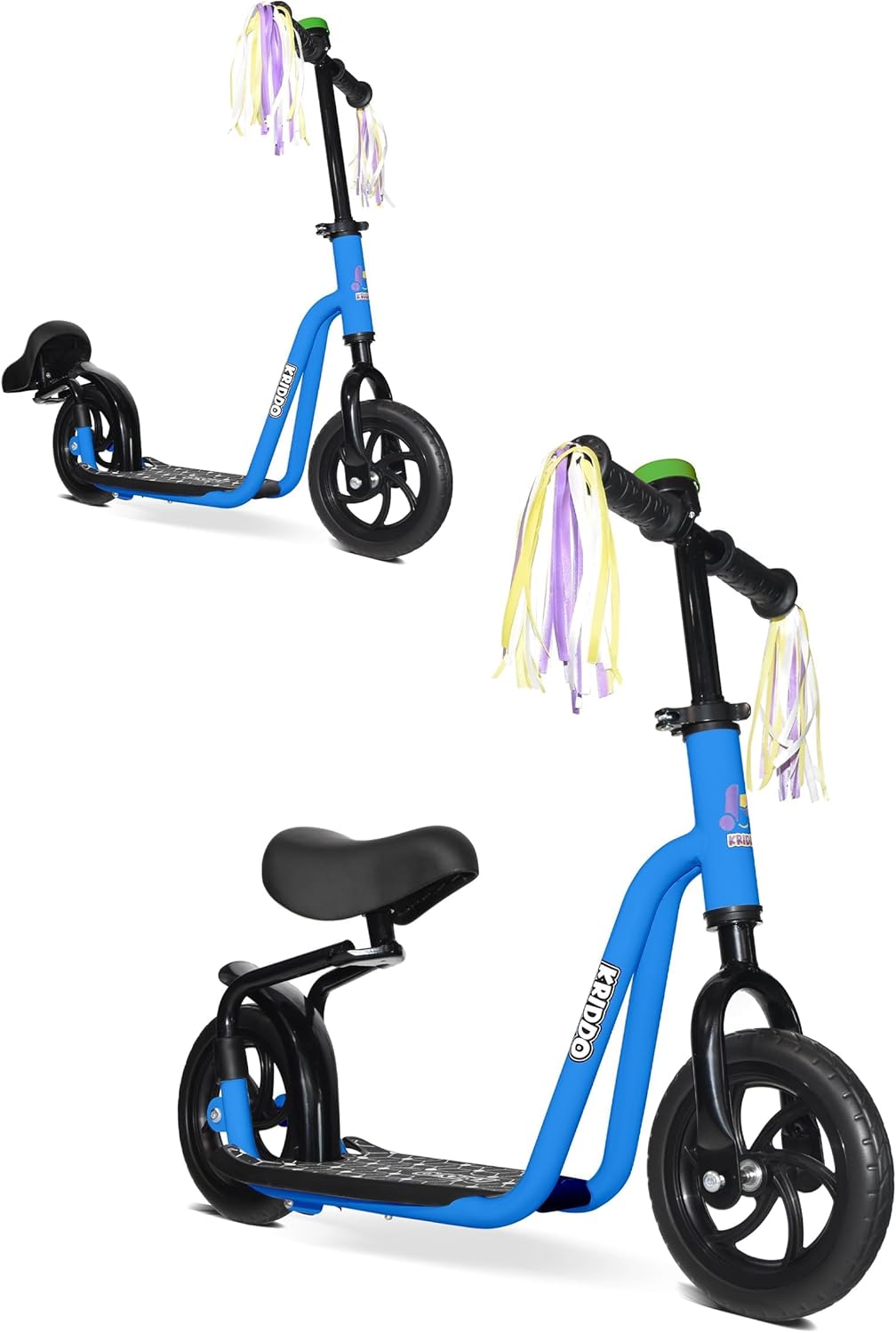 KRIDDO 2-in-1 Kids Kick Scooter and Balance Bike for Ages 2-5 Years, Bigger Wheels for Improved Balance and Smooth Ride, Scooter with Foot Brake, Adjustable Handlebar, and Stylish Bike Bell