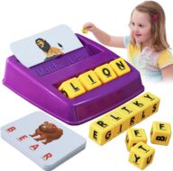 Matching Letter Games for Kids Birthday Gift, Learning Toys Ages 3-8, Birthday Party Halloween Xmas Easter Gifts for 3 4 5 6 7 8 Year Old Boys Girls （Purple）