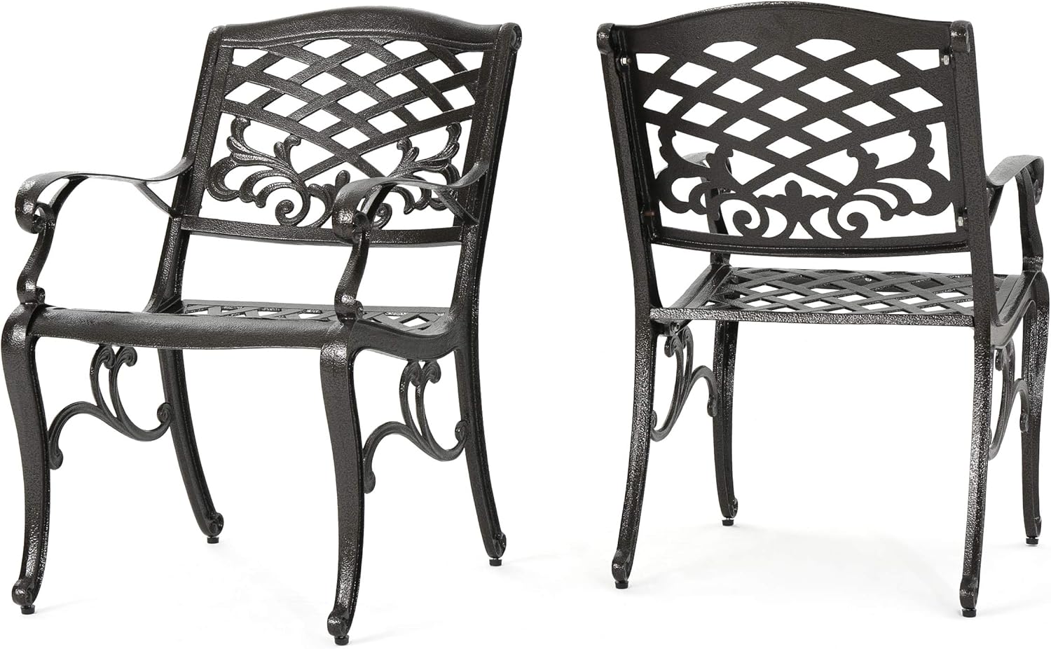 Christopher Knight Home Sarasota Outdoor Cast Aluminum Outdoor Chairs, 2-Pcs Set, Hammered Bronze