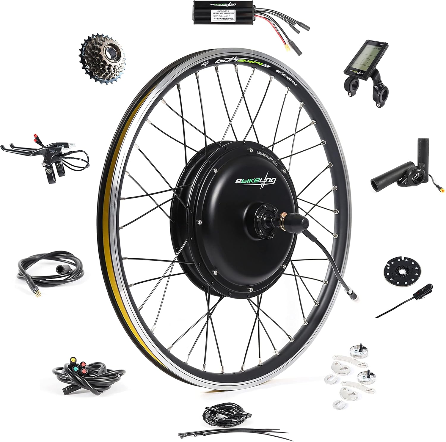 EBIKELING Waterproof Ebike Conversion Kit for Electric Bike 26″ Front or Rear Wheel Electric Bicycle Hub Motor Kit 1500W 1200W 750W 500W Electric Bike Conversion Kit