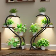 LATIBELL Plant Stand Indoor with Grow Light, 4 Tiered Metal Plant Shelf indoor, 29” Plant Stands for Indoor Plants Multiple, Flower Stands for Indoor Plants Living Room, Patio, Balcony (2 Pack)