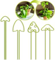 Small Metal Trellis for Indoor Plants Metal Plant Stake for Climbing House Plants Plant Support for Potted Plants Orchids, Monstera, Pothos, Ivy, Hoya Set of 4 Mushrooms (Brushed Gold)