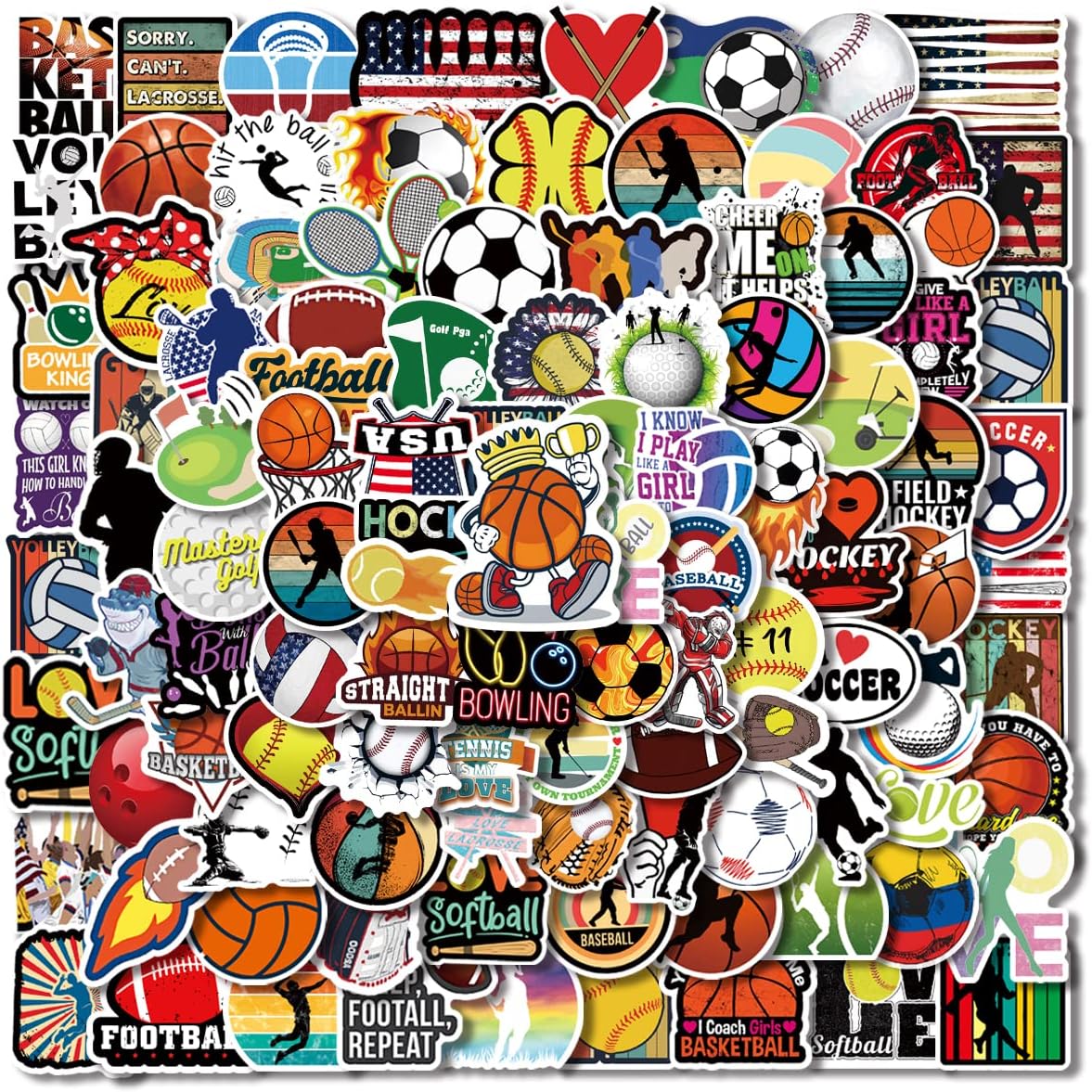 Sports Stickers 150PCS Sport Gift,Sports Stickers for Water Bottles,Basketball,Baseball,Football,Volleyball,Soccer,Stickers Sports,Stickers for Teens/Kids