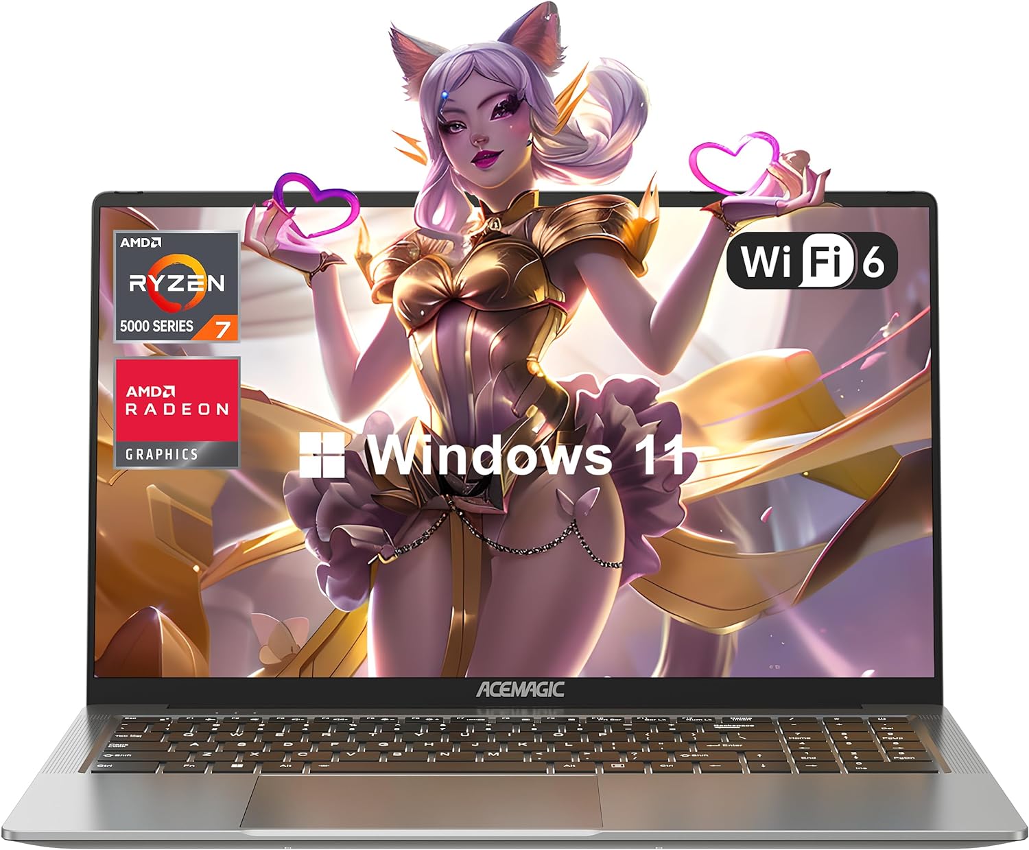 ACEMAGIC 2024 Newest Gaming Laptop with Backlit Keyboard, 16.1-inch FHD Display Laptop with AMD Ryzen 7 5700U Processor(8C/16T), 16GB RAM 512GB ROM Laptop Computer, Support WiFi 6, 53Wh Battery