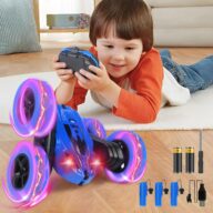 Remote Control Car, RC Stunt Cars RC Cars with 2.4Ghz Double Sided 360° Flips Rotating for 6 Years and Up Kids All Terrain Car Toys for Boys Girls Birthday Gift (Blue)