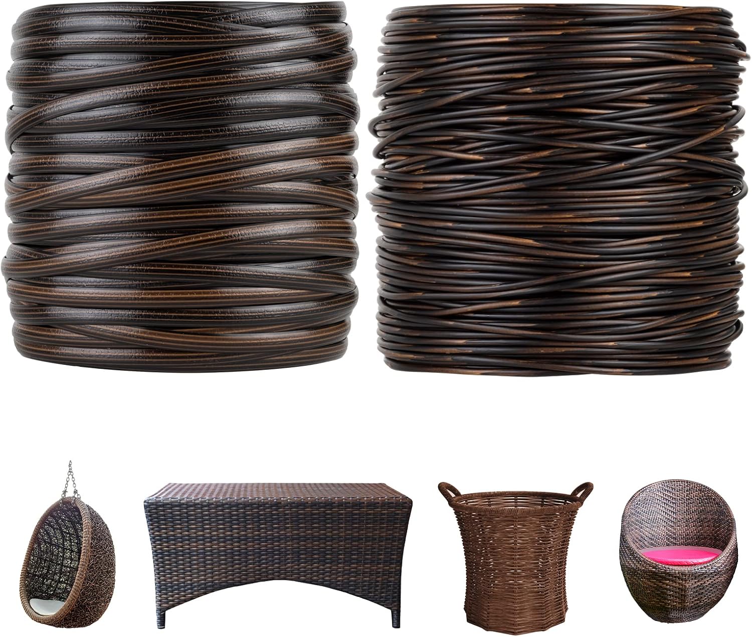 Patio Furniture Wicker Repair Kit Synthetic Rattan Material for Patio Chair Sets Knit and Replacement DIY Garden Outdoor Patio Furniture Sofa Table,Fruit Baskets, vases, etc. (Brown)