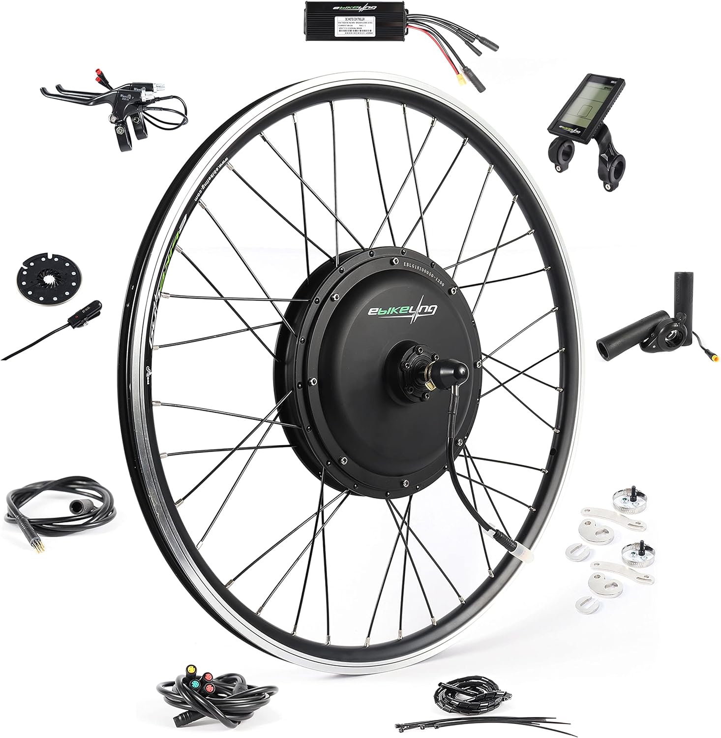 EBIKELING Waterproof Ebike Conversion Kit for Electric Bike 26″ Front or Rear Wheel Electric Bicycle Hub Motor Kit 1500W 1200W 750W 500W Electric Bike Conversion Kit