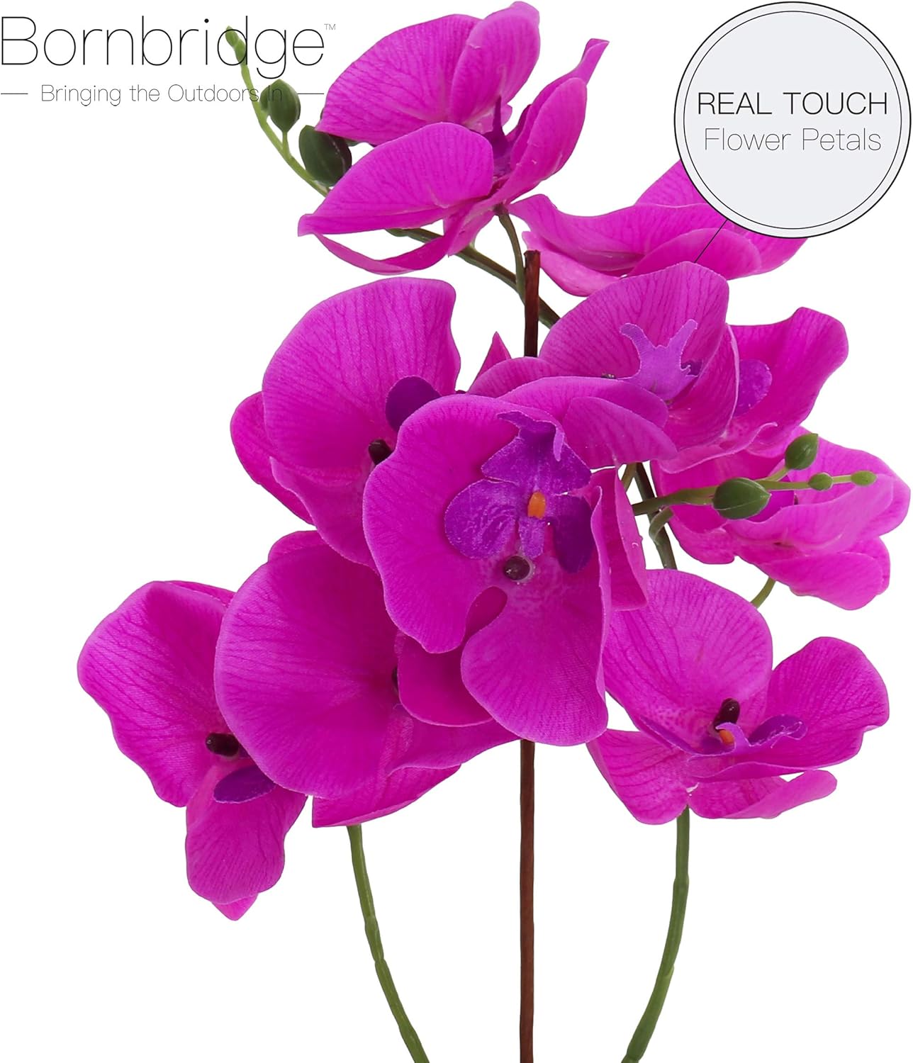 Artificial Orchid – Fake Orchid Plant with Real Touch Flowers – Faux Orchid with Long Stem Artificial Flowers – Potted Orchid/Plastic Orchid Fake Flowers (Single, Violet – Large)