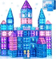 102pcs Frozen Castle Magnetic Tiles – 3D Diamond Building Blocks, STEM Educational Kids Toys for Pretend Play, 3 4 5 6 7 8 Year Old Girl Birthday Gifts for Your Princess and Prince