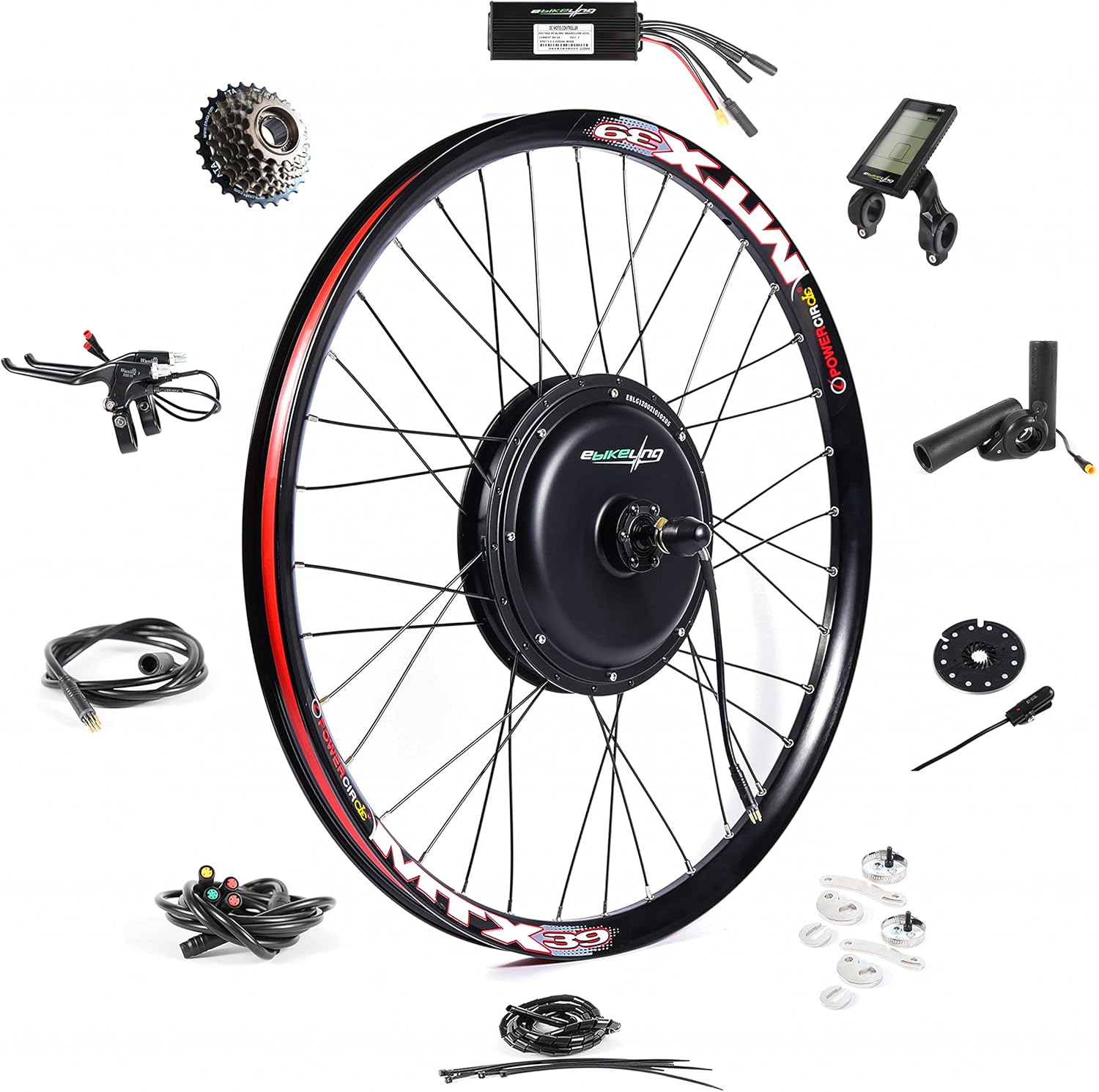 EBIKELING Waterproof Ebike Conversion Kit for Electric Bike 700C Rear Wheel Electric Bicycle Hub Motor Kit with Mountain Bike Rim 1500W 1200W 750W 500W Electric Bike Conversion Kit