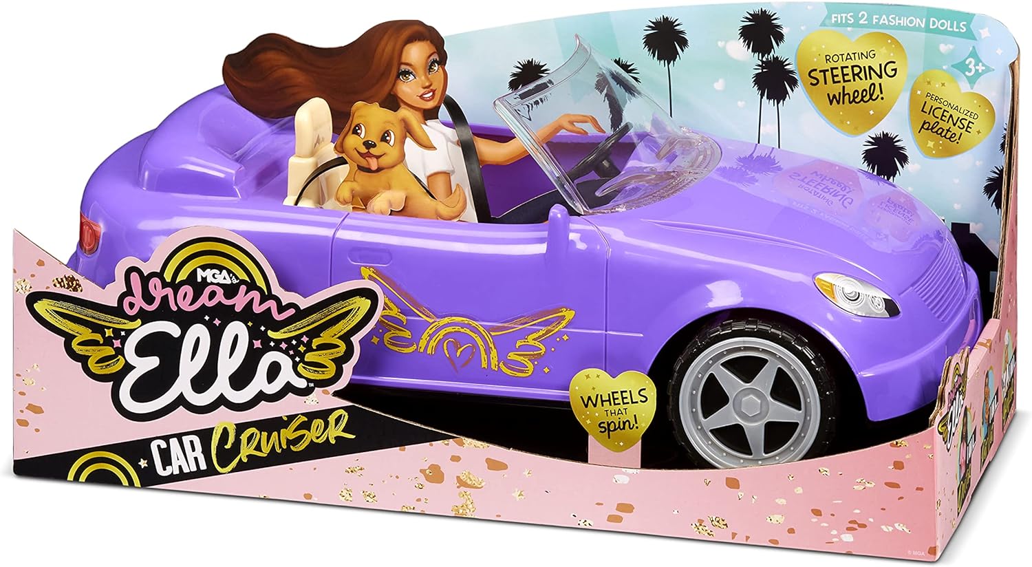 MGA Entertainment Dream Ella Car Cruiser – Purple | Convertible Car | Fits Two 11.5″ Fashion Dolls,Multicolor