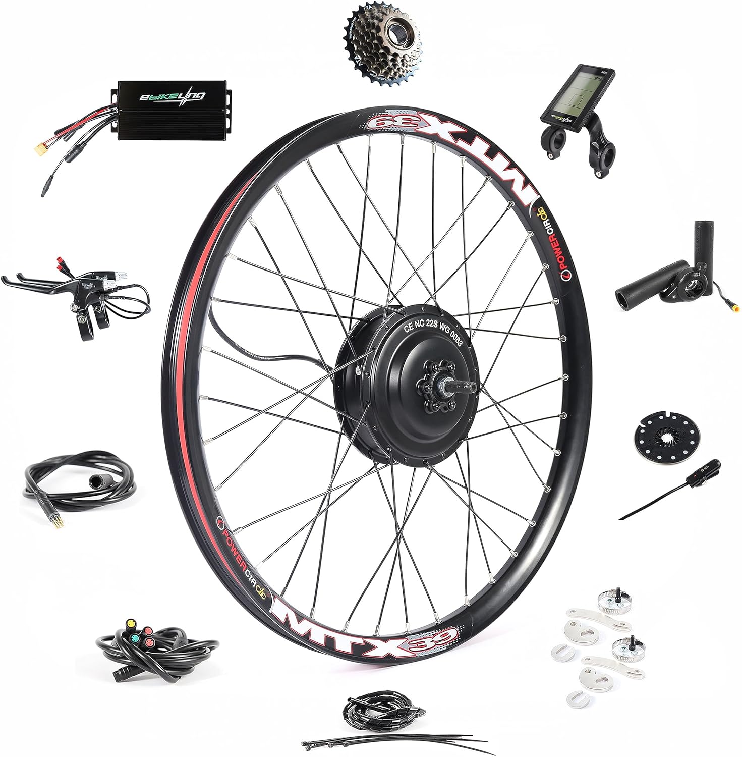 EBIKELING Waterproof Ebike Conversion Kit for Electric Bike 26″ Rear Wheel Electric Bicycle Hub Motor Kit with Mountain Bike Rim1500W 1200W 750W 500W Electric Bike Conversion Kit