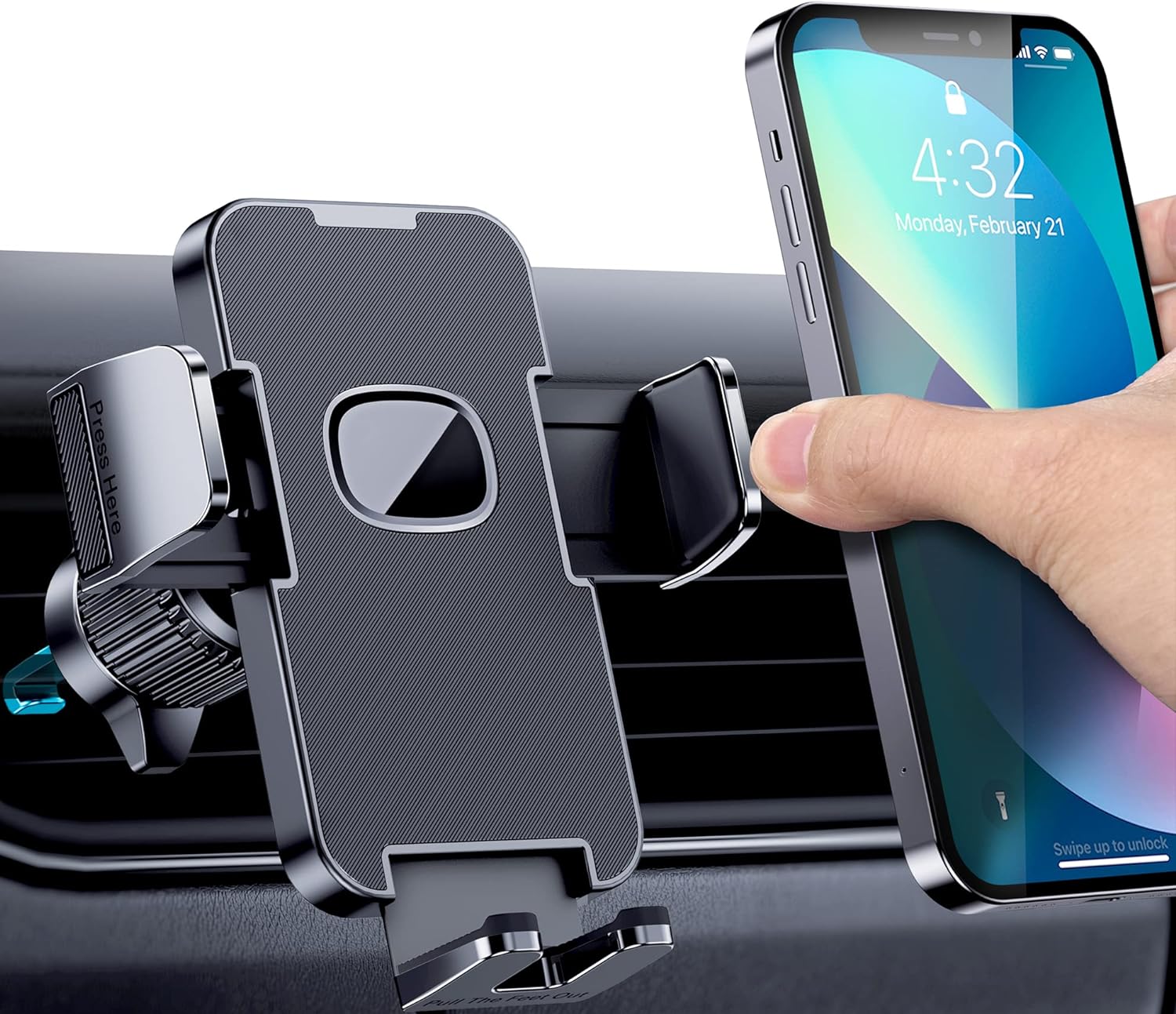 Car Vent Phone Mount for Car [Military-Grade Hook Clip] Phone Stand for Car [Thick Cases Friendly] Air Vent Clip Cell Phone Holder for Smartphone, iPhone, Automobile Cradles Universal